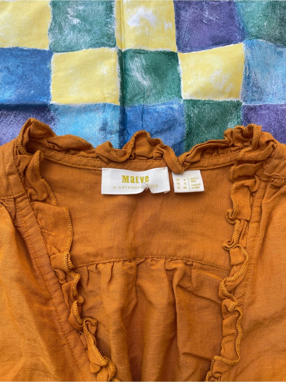Maeve Rust Tie-Front Ruffle Blouse - Picture 3 of 8